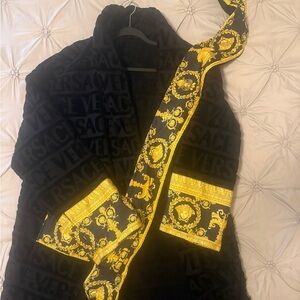 Versace Black and Gold Baroque Robe